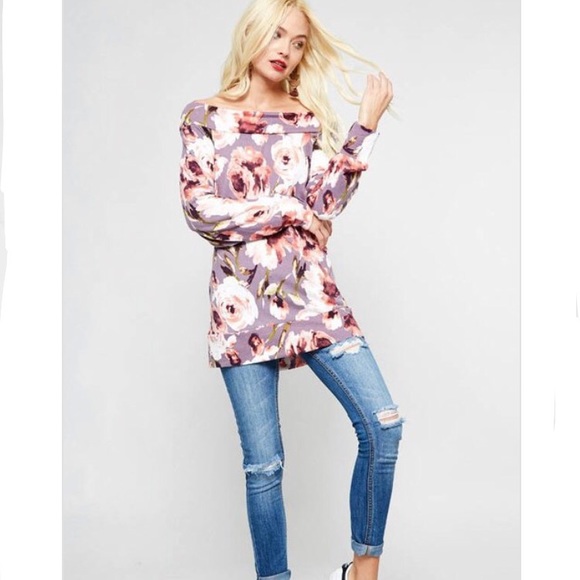 New! Lavender floral knit tunic - Picture 5 of 5